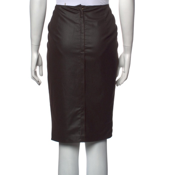 Magaschoni Pleated Accents Brown Skirt - Picture 3 of 4